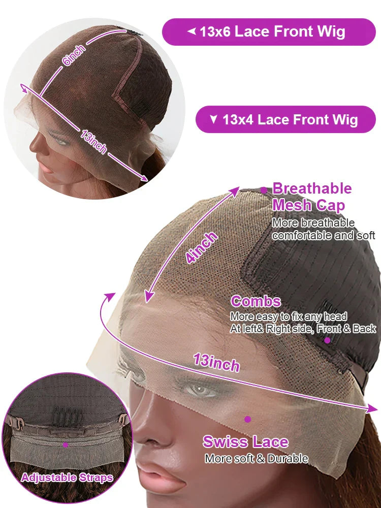 Chocolate Brown Deep Wave Lace Front Curly Wigs