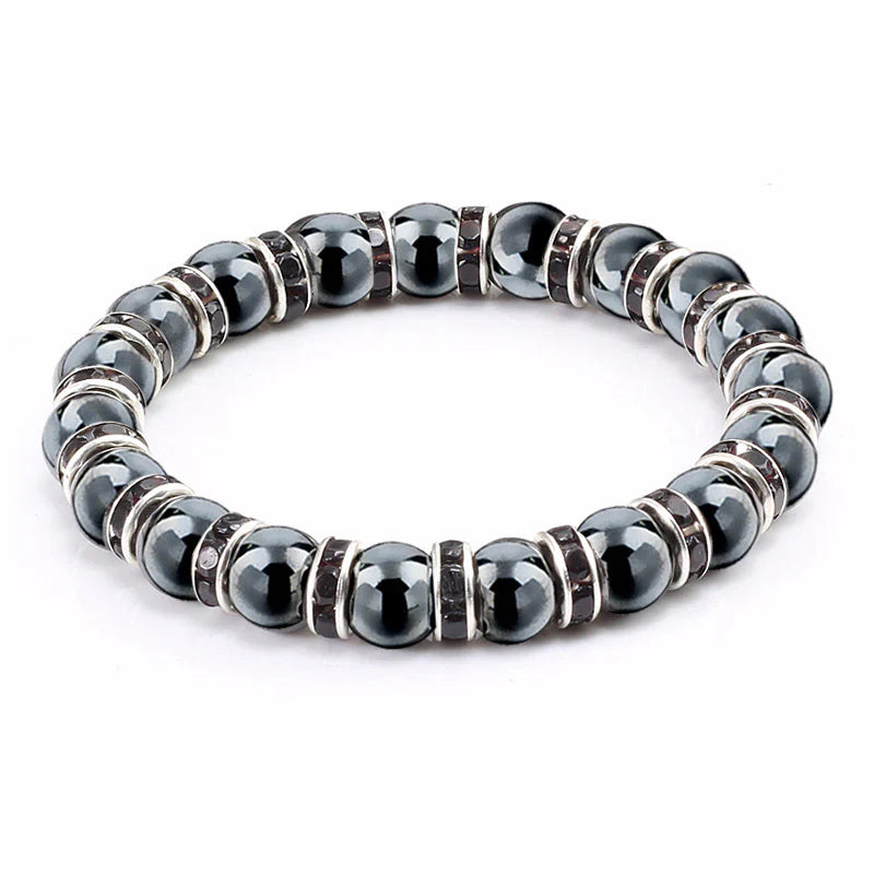 Haematite Beaded Bracelet Single Circle Couple Micro Inlay Rhinestones