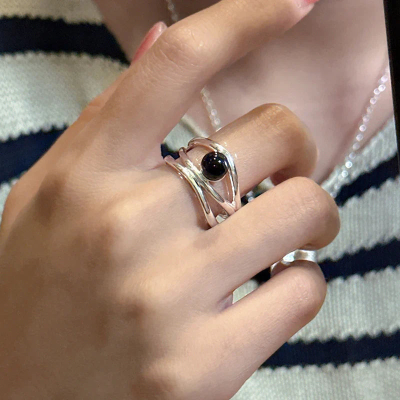 Cross Simple Black Agate Texture Multi-layer