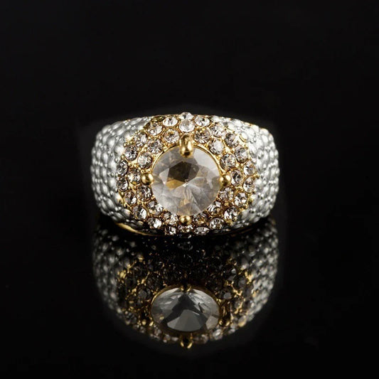 Gold-plated Square European And American Gemstone Ring