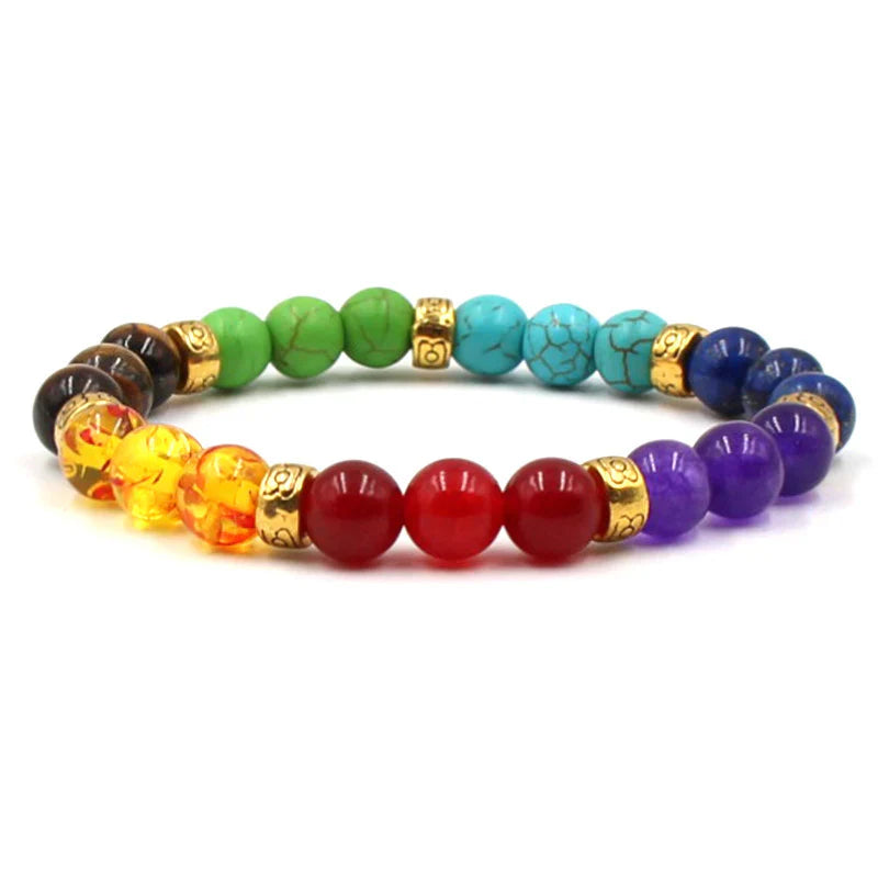 Natural Stone Colorful Energy Yoga Bracelet 8mm