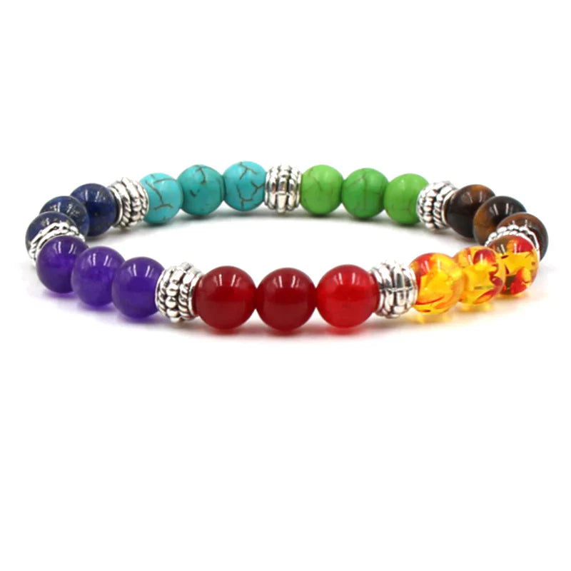 Natural Stone Colorful Energy Yoga Bracelet 8mm