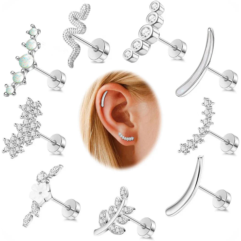 Screw Screw Round Piece Ear Studs Stainless Steel Electroplating Ear Ear Bone Pin