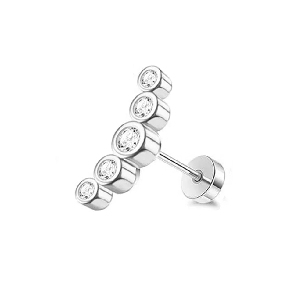 Screw Screw Round Piece Ear Studs Stainless Steel Electroplating Ear Ear Bone Pin