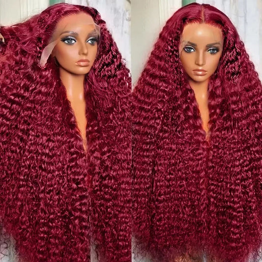 Burgundy Curly Frontal Wig