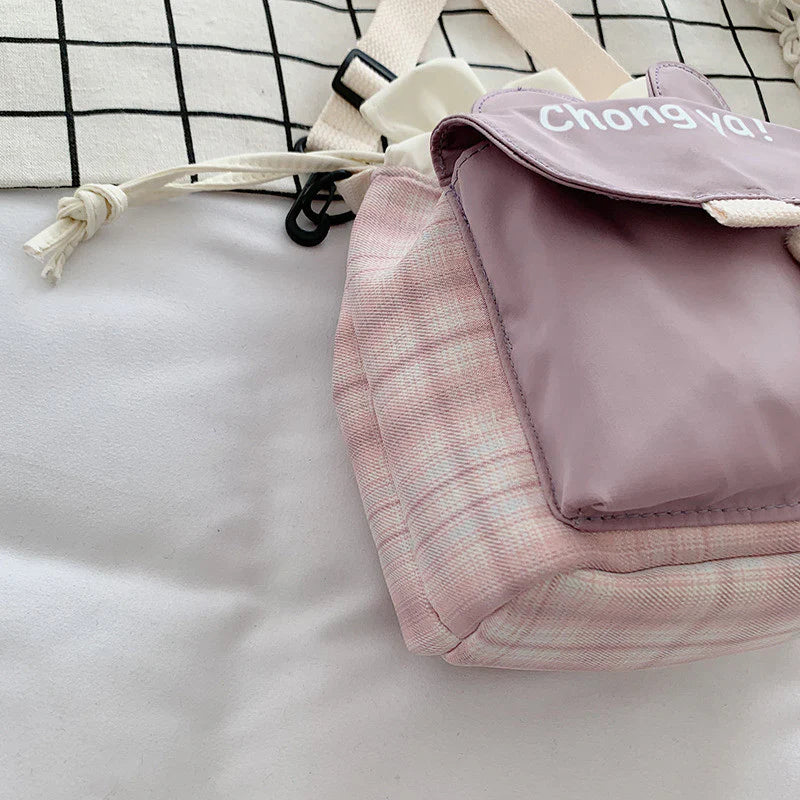 Cartoon Bucket Bag Literary Student Canvas Bag Shoulder Messenger Bag