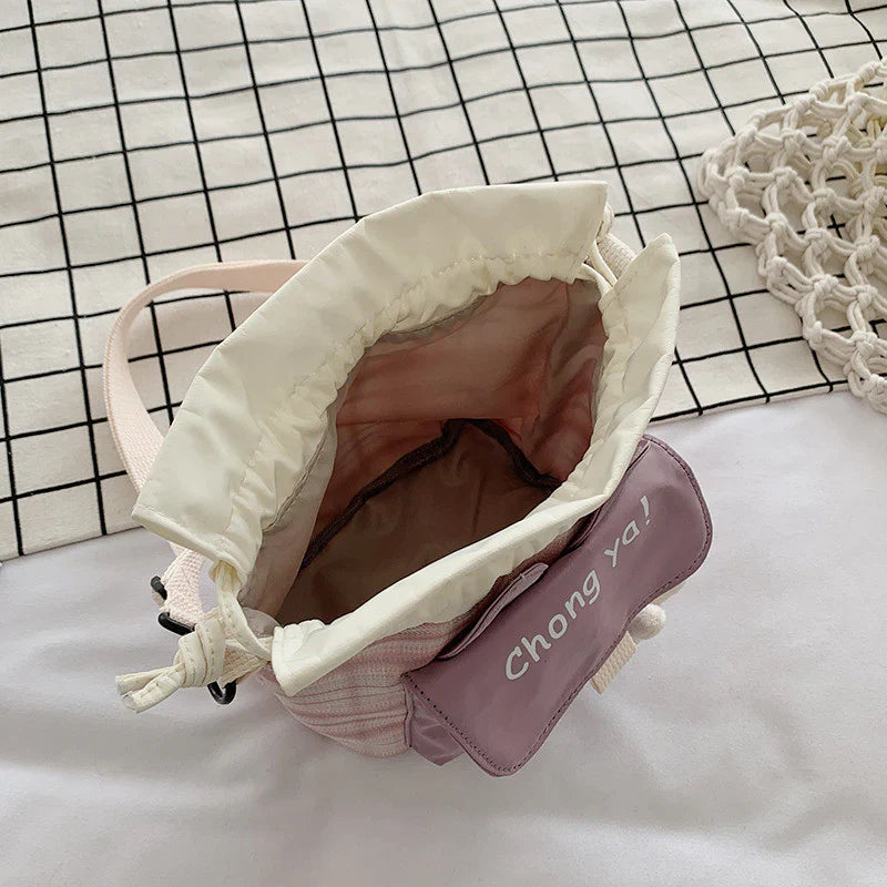 Cartoon Bucket Bag Literary Student Canvas Bag Shoulder Messenger Bag