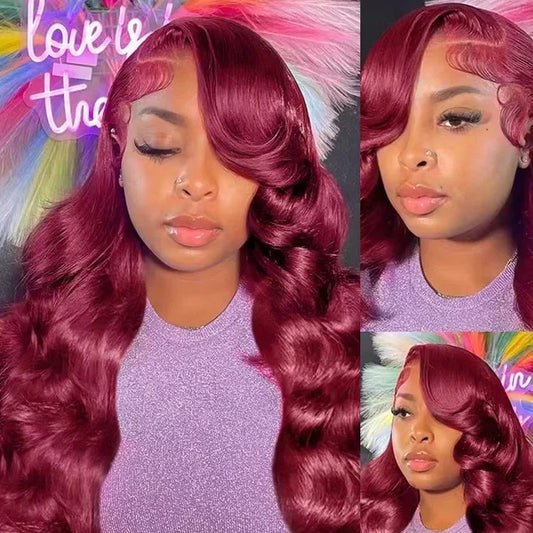 Body Wave Burgundy Human Hair Wigs