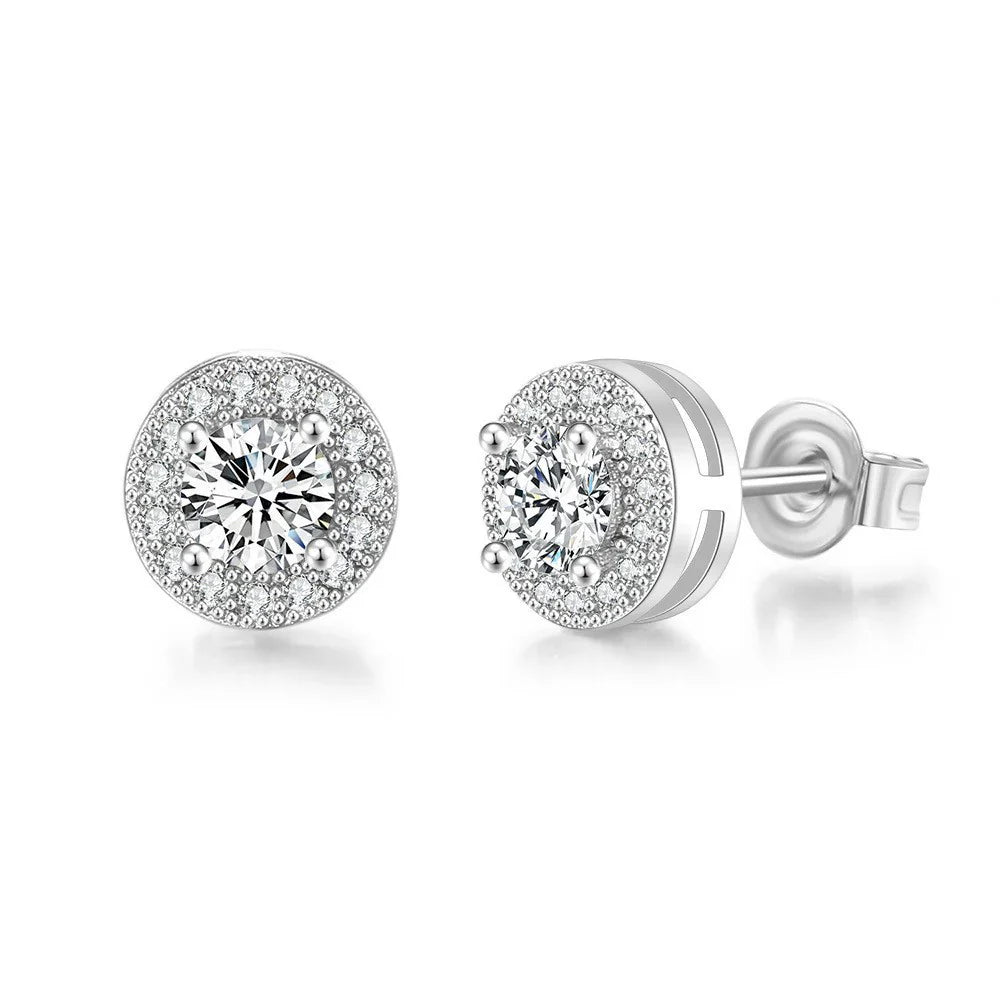 Geometric Female Full-jeweled Stud Earrings